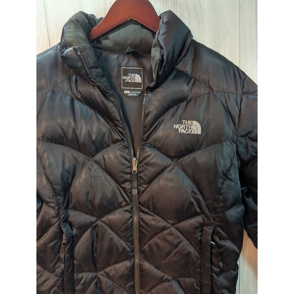 North Face 550 Fill Quilted Goose Down Puffer Black Jacket Women L Aconcagua - Picture 3 of 8